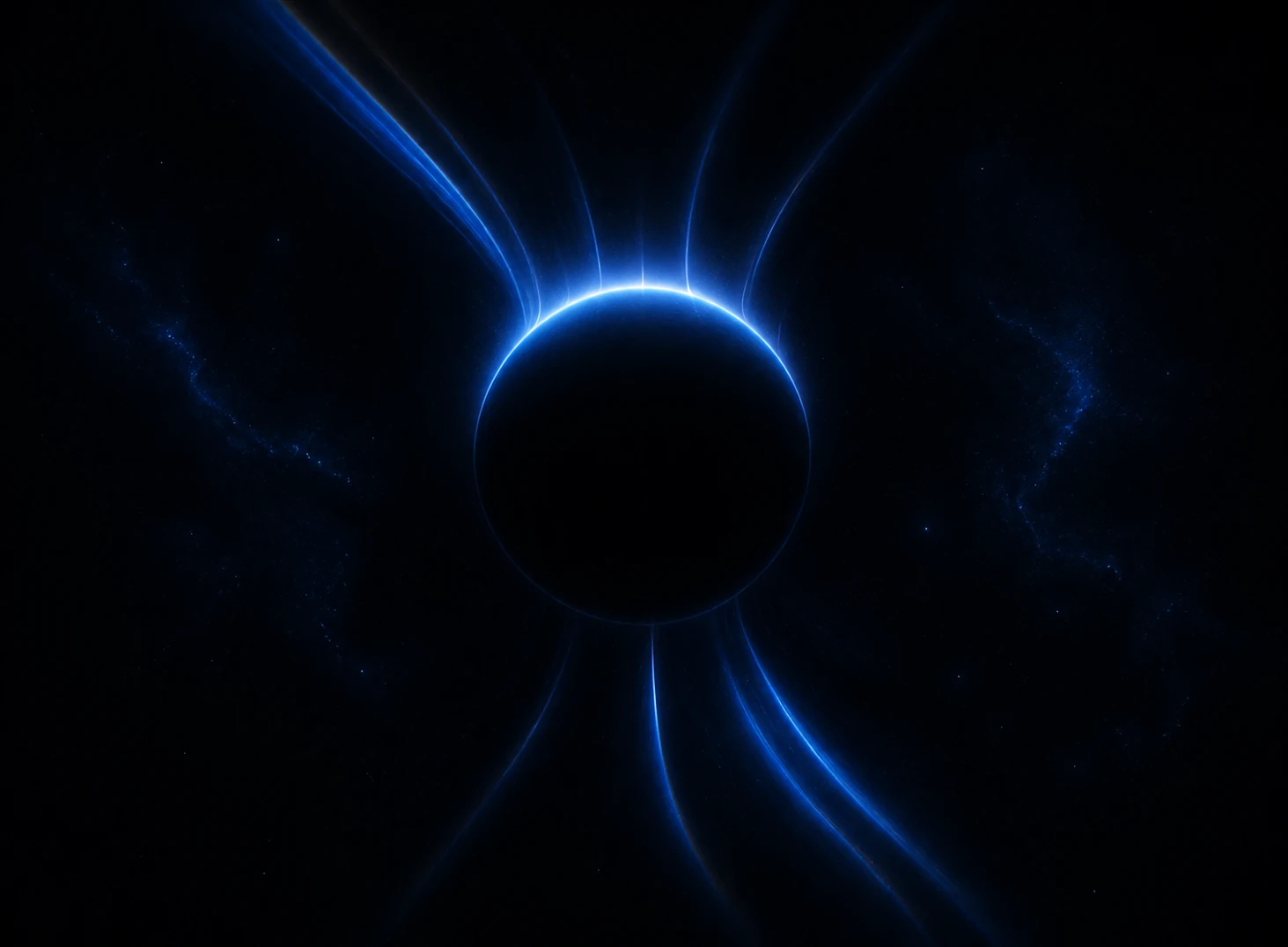 Künstlerische Darstellung eines dunklen Magnetars mit einer leuchtenden blauen Aura
